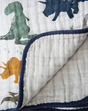 Load image into Gallery viewer, Cotton Muslin Quilt - Dino Friends
