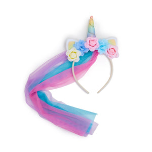 Unicorn Flower And Rainbow Veil Headband