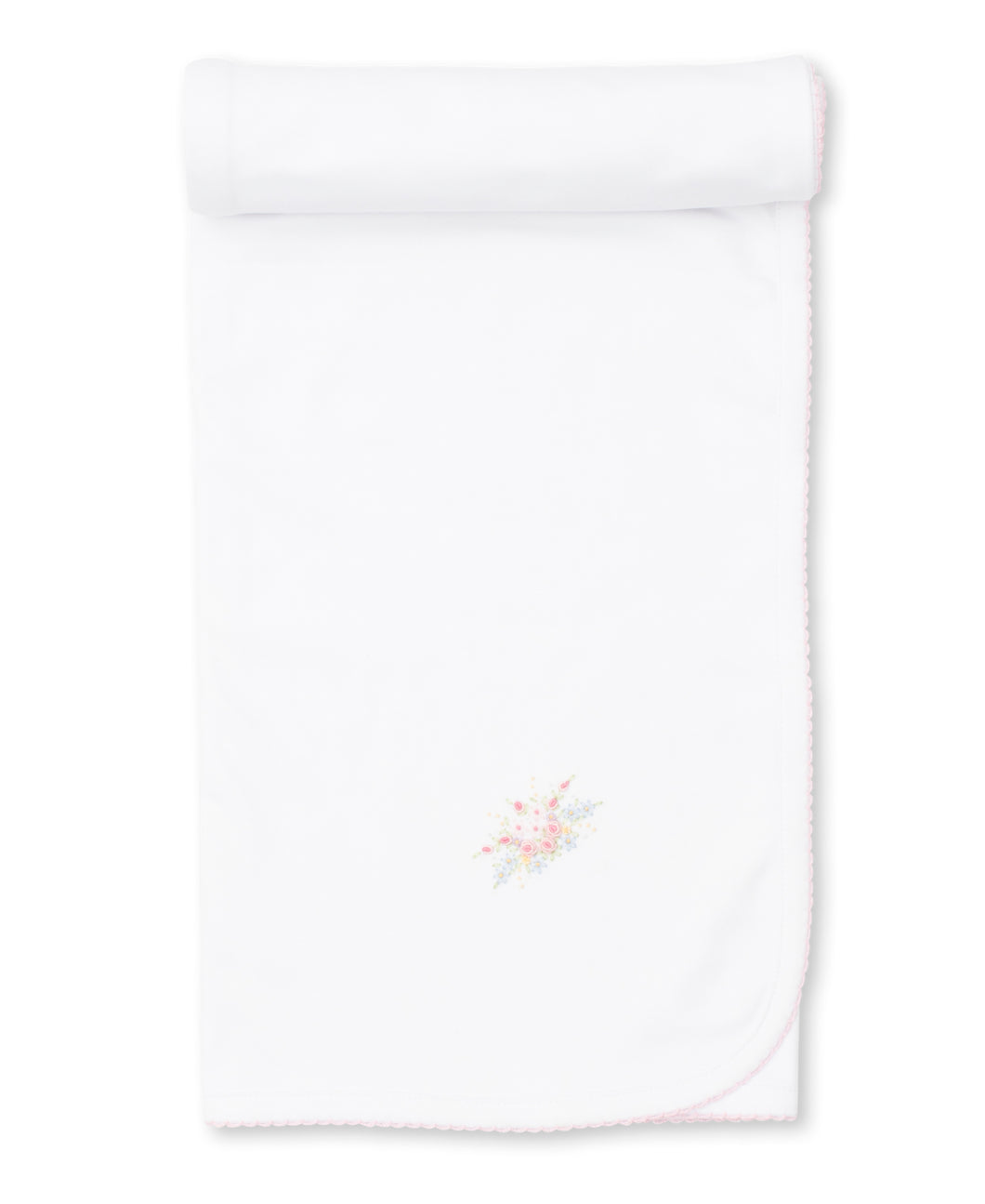 Premier Spring White With Pink Hand Embroidered Blanket