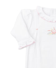 Load image into Gallery viewer, Premier Spring White With Pink Hand Embroidered Footie
