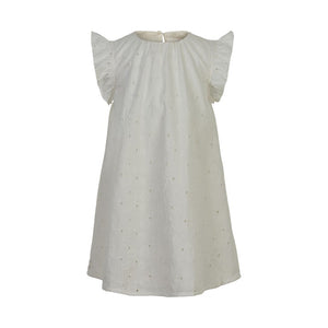 White Embroidered Dots Dress