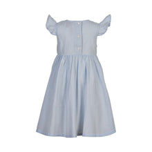 Load image into Gallery viewer, Blue And White Ruffle Sleeve Dress
