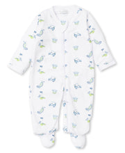 Load image into Gallery viewer, 18 Holes Blue Print Footie With Zipper
