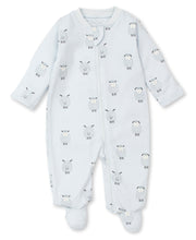 Load image into Gallery viewer, Baa Baa Lambs Blue Zipper Footie Print
