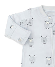 Load image into Gallery viewer, Baa Baa Lambs Blue Zipper Footie Print
