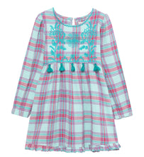Load image into Gallery viewer, Sunflower Embroidered Plaid Dress
