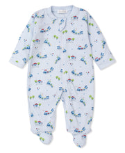 Load image into Gallery viewer, East Bound Train Print Footie With Zipper
