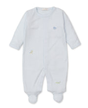 Load image into Gallery viewer, Jungle Jury Footie with Embroidery - Light Blue Stripe

