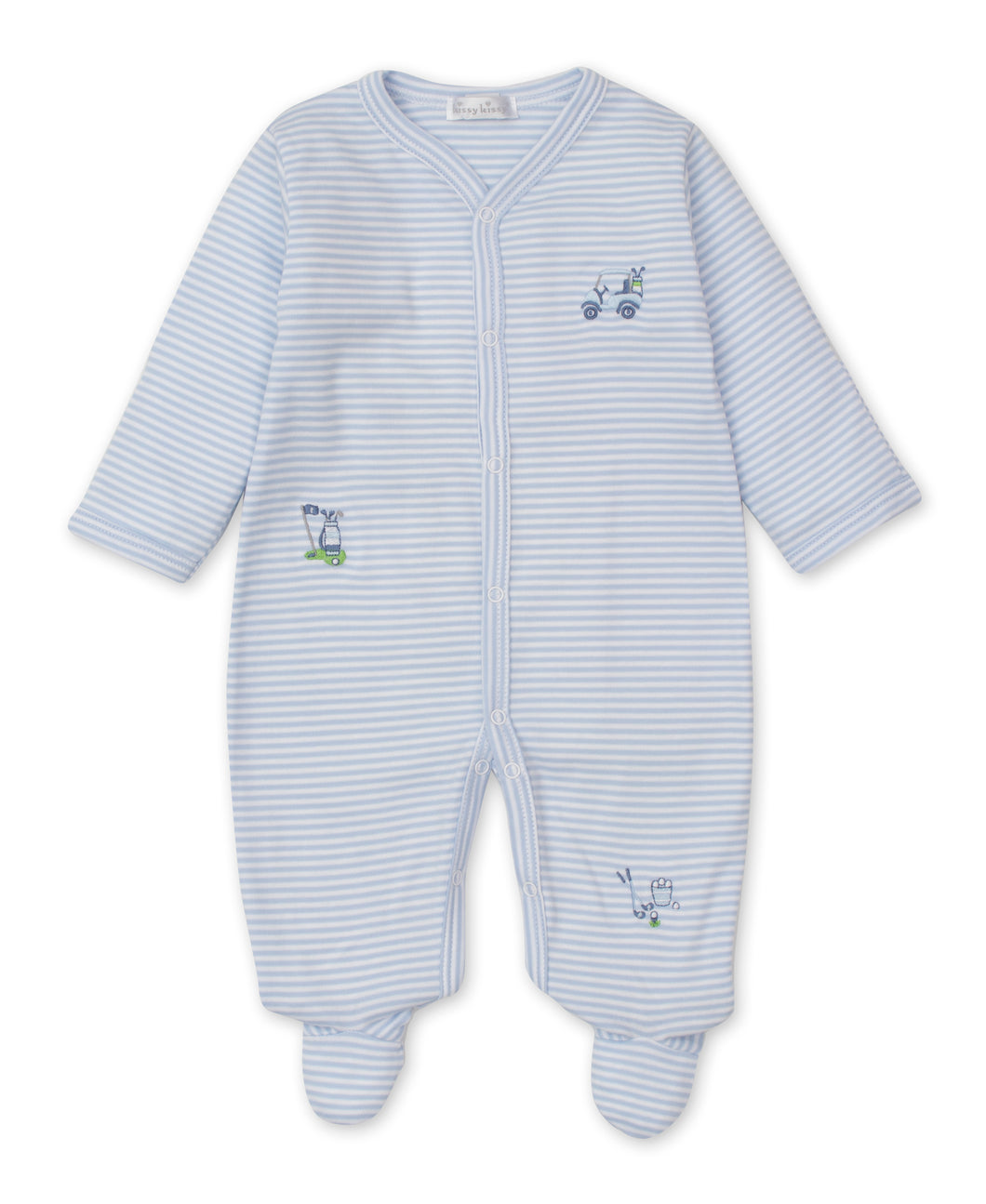 Hole in One Stripe Embroidered Footie - Blue