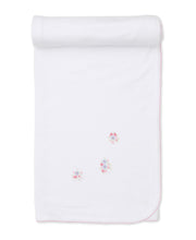 Load image into Gallery viewer, SCE Floral Fantasy Blanket with Hand Embroidery - White with Pink
