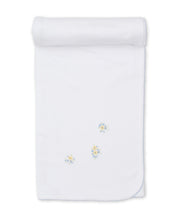 Load image into Gallery viewer, SCE Floral Fantasy Blanket with Hand Embroidery - White with Blue
