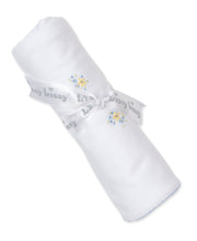 Load image into Gallery viewer, SCE Floral Fantasy Blanket with Hand Embroidery - White with Blue
