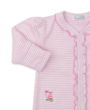 Load image into Gallery viewer, Hole in One Stripe Embroidered Footie - Pink
