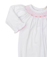 Load image into Gallery viewer, CLB Summer Bishop 23 Footie with Smocking - White with Pink
