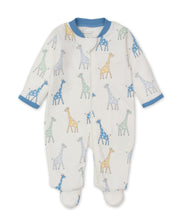 Load image into Gallery viewer, Giraffe Friends Footie with Zipper - Blue
