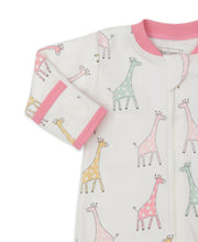 Load image into Gallery viewer, Giraffe Friends Footie with Zipper - Pink
