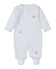 Load image into Gallery viewer, Boats At Sea Stripe Hand Embroidered Stripe Footie
