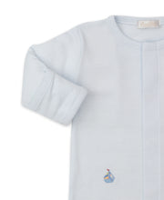 Load image into Gallery viewer, Boats At Sea Stripe Hand Embroidered Stripe Footie
