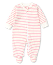 Load image into Gallery viewer, Basic Stripes Footie With Zipper - Pink
