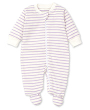 Load image into Gallery viewer, Basic Stripes Footie With Zipper - Lilac
