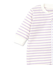 Load image into Gallery viewer, Basic Stripes Footie With Zipper - Lilac
