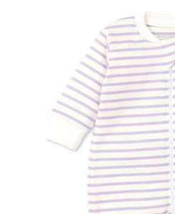 Basic Stripes Footie With Zipper - Lilac