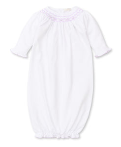 CLB Summer Bishop Smocked Sack - White with Lilac