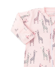 Load image into Gallery viewer, Giraffes Footie With Zipper - Pink
