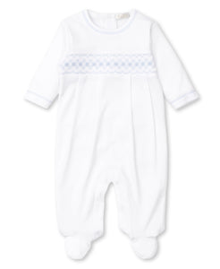 CLB Summer 22 White And Blue Smocked Footie