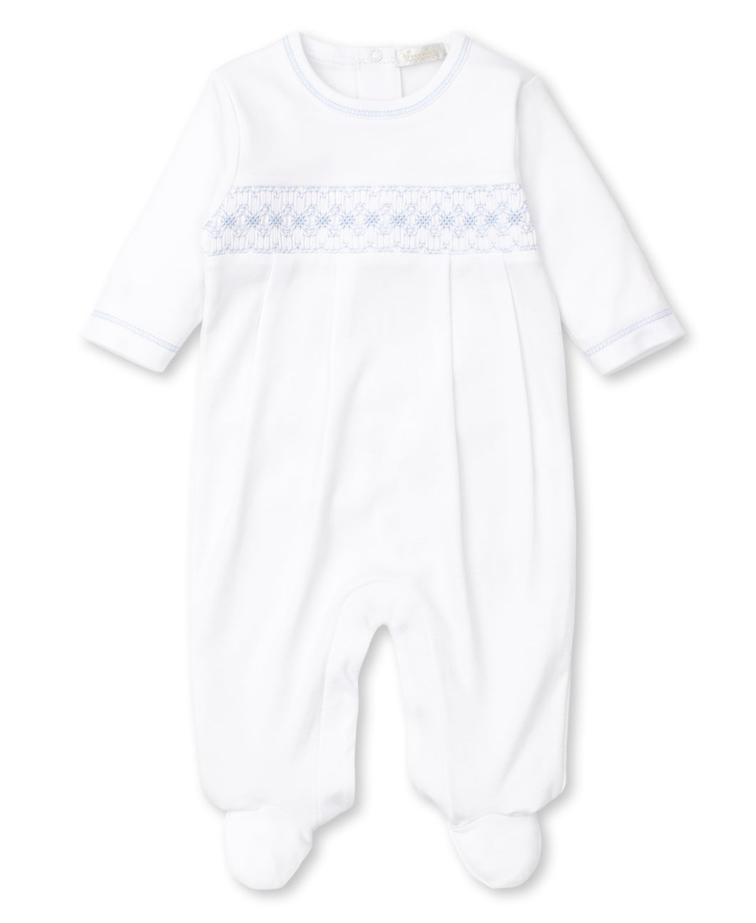 CLB Summer 22 White And Blue Smocked Footie