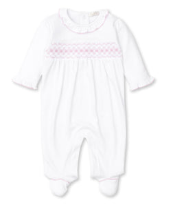 CLB Summer 22 Smocked White and Pink Footie