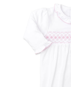 CLB Summer 22 Smocked White and Pink Footie