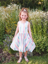 Load image into Gallery viewer, Charlotte Dress - Watercolor Stripe
