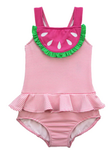 Load image into Gallery viewer, Seersucker Swimsuit With Watermelon
