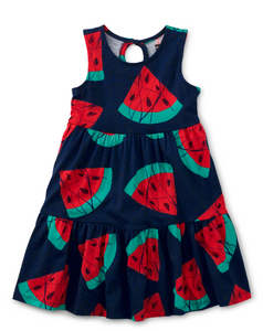 Watermelon Print Tiered Tank Dress