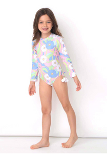 Groovy Daisy Swirl Long Sleeve Swimsuit