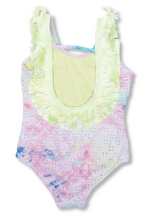 Load image into Gallery viewer, Watercolor Eyelet Fringe Back Swimsuit

