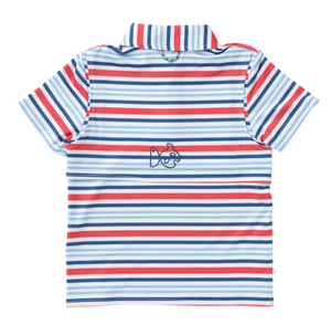 Performance Polo in America Red White and Blue Stripe