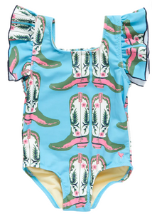 Elsie Suit - Aqua Cowboy Boots