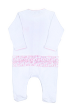 Load image into Gallery viewer, Gingham Bows Embroidered Ruffle Footie - Pink
