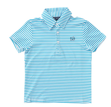 Load image into Gallery viewer, Performance Polo in Swim Cap Blue Stripe
