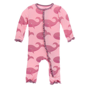 Whales Ruffle Coverall with Zipper