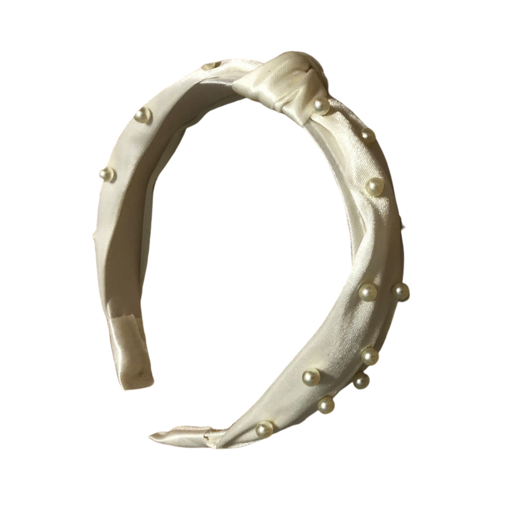 White Pearl Knot Headband