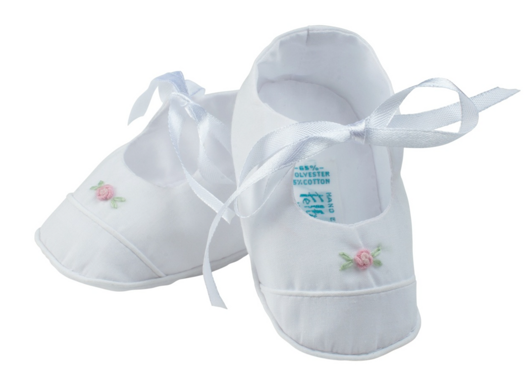 Rose Garden Ribbon Booties - White