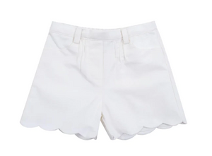 White Pique Scalloped Sandra Shorts