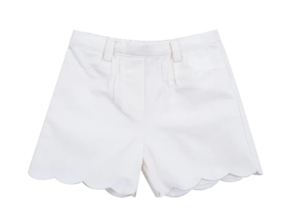 White Pique Scalloped Sandra Shorts