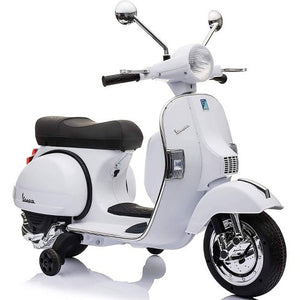 White Vespa Powered Ride On Scooter