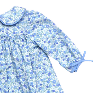 Blue And White Floral Long Sleeve Dress