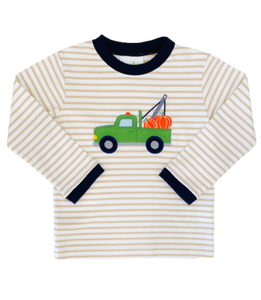 Harry's Khaki Stripe Knit Pumpkin Pickup Long Sleeve T-Shirt