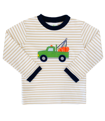 Harry's Khaki Stripe Knit Pumpkin Pickup Long Sleeve T-Shirt